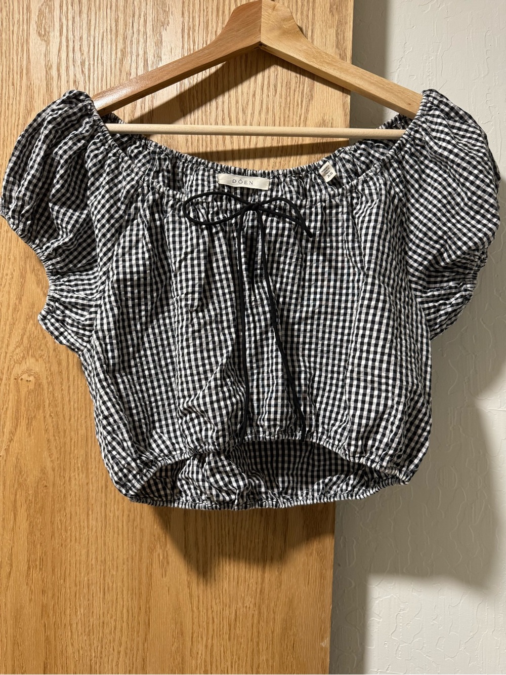 Doen Hilary top in black la Maddalena Gingham XS - Picture 2 of 4